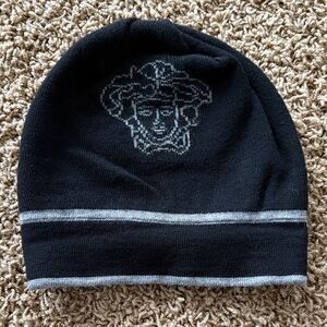 Versace Black and Gray Wool Kid Beanie with logo ⭐️